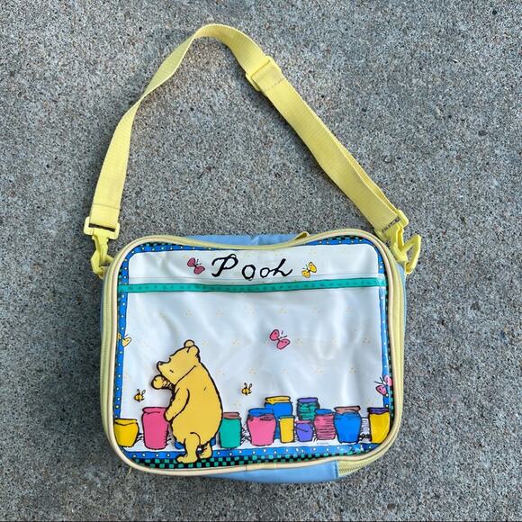 Vintage 90s Disney Winnie The Pooh Soft Side Zipper Lunch Box - Picture 1 of 3
